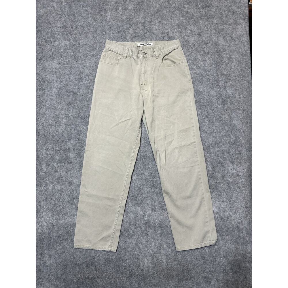 Indigo Palms Relaxed Fit Men's Straight Jeans Size 33x32 Beige Light Wash Denim‎